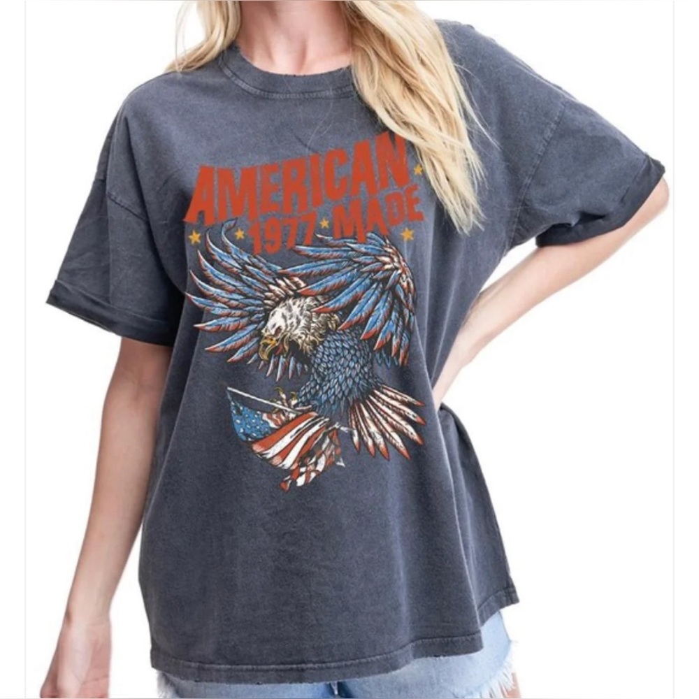 Refined Canvas American Made Distressed Black Cotton Tee Size Small NEW T-Shirt